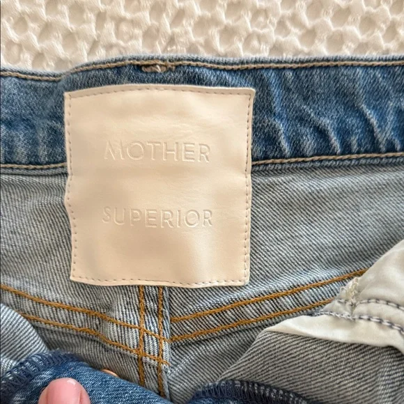 MOTHER Light Blue Distressed Denim Shorts - Picture 2 of 2